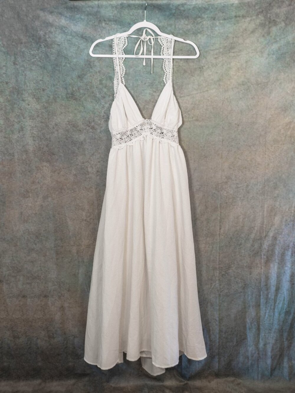 SHEIN Boho White Backless Cinched Lace Maxi Dress - Medium / Flowy / Photoshoots